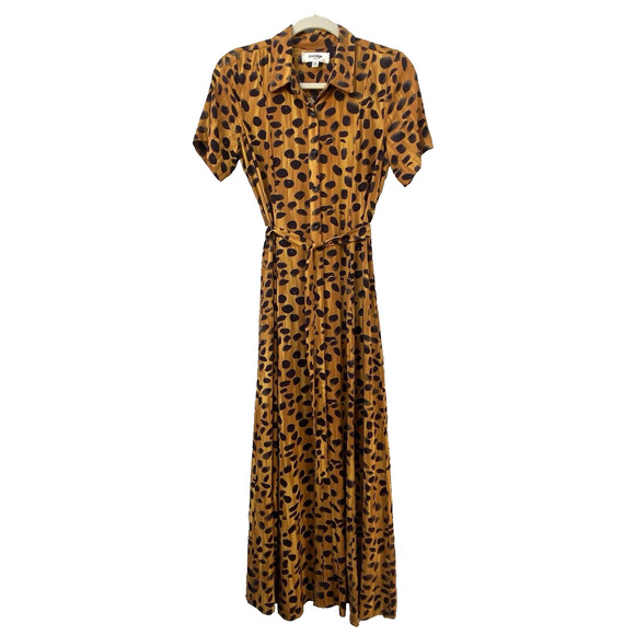 ANTHROPOLOGIE Porridge Vianne Maxi Shirt Dress Cheetah Animal Print Size‎ 2 - Picture 1 of 16